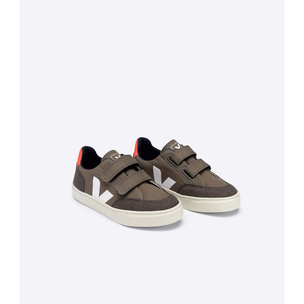 Kids' Veja V-12 CANVAS Sneakers Coffee | ZA 876XYU